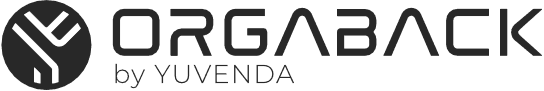 Logo for ORGABACK by YUVENDA, featuring a circular abstract design next to the brand name.